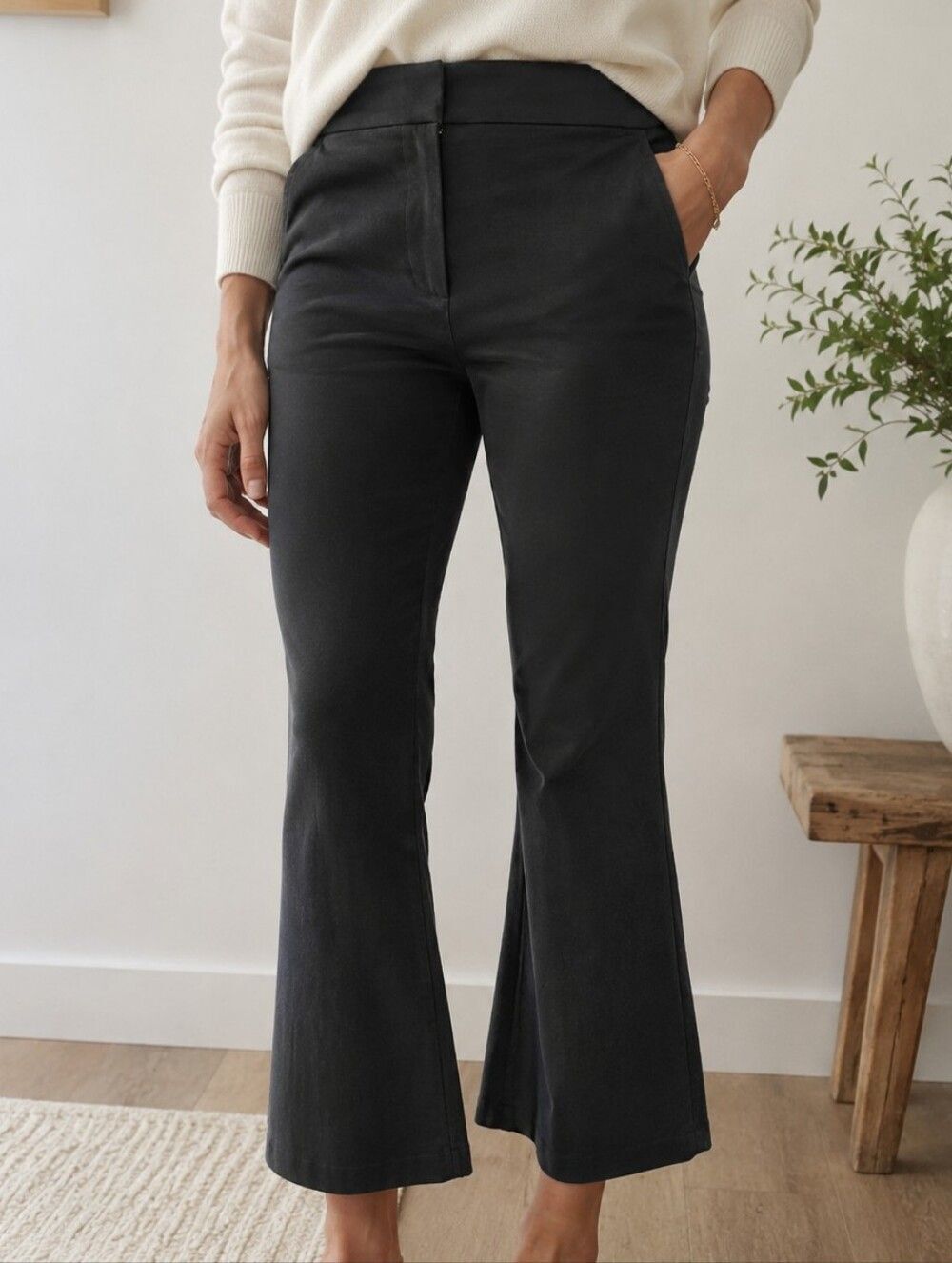 J.Crew Kelsey Flare Pant 8 Tall Black Quiet Luxury Cropped Stretch Everyday Chic
